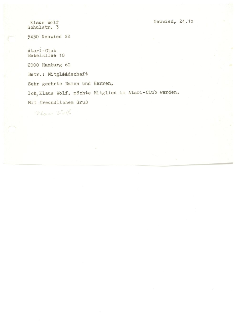 Mitgliedschaftsantrag