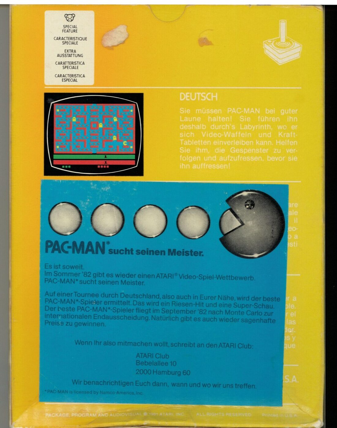Pac-Man Kassette Rückseite