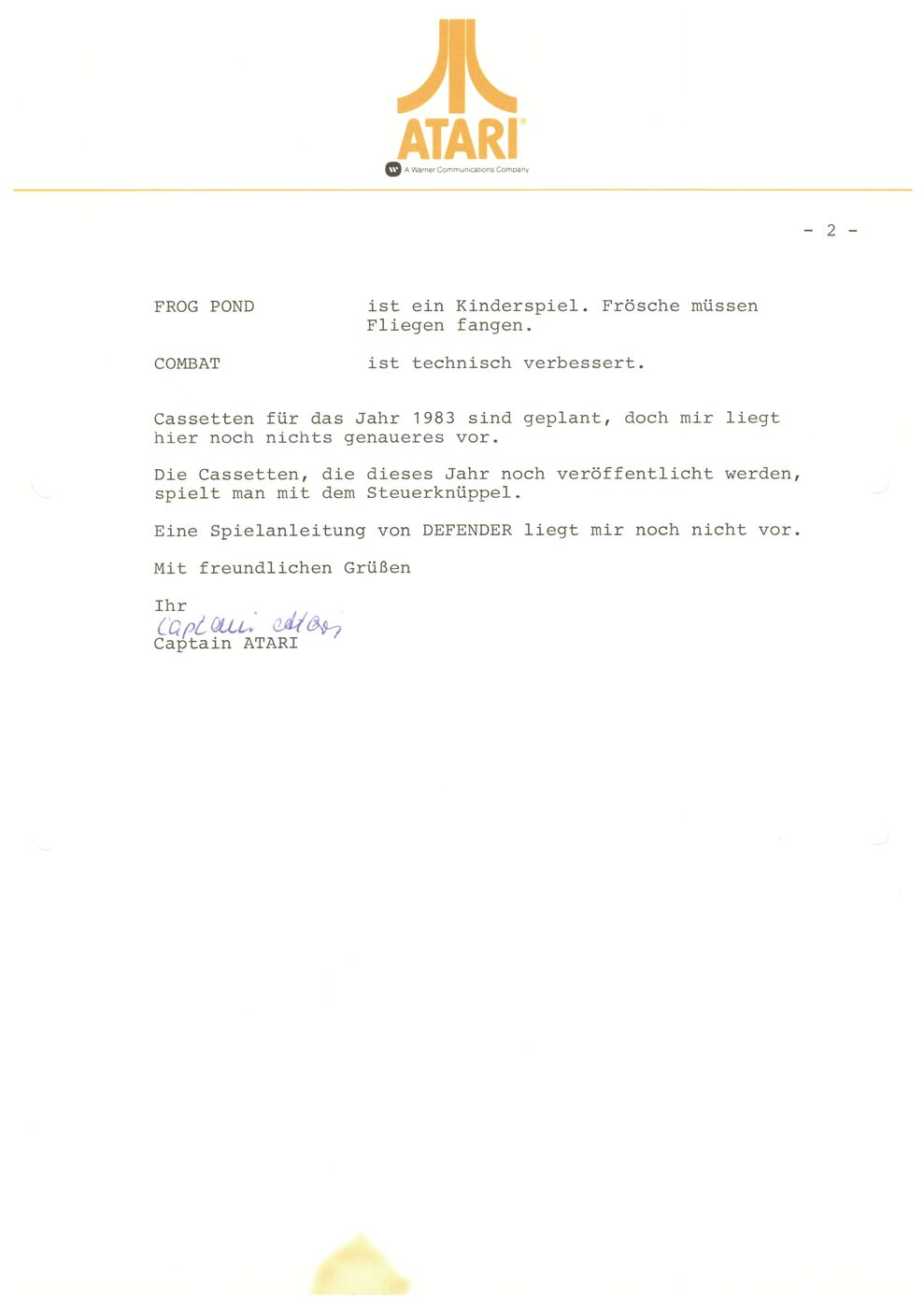 Juli 1982: Spielbeschreibungen S.2