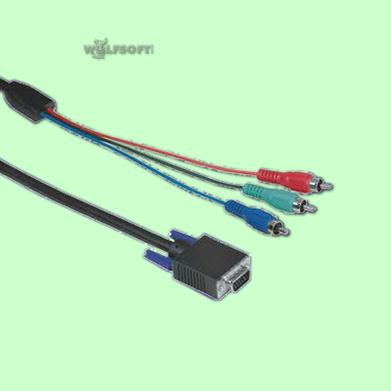 Verbindungskabel YUV -> VGA (2m) 3 Cinch-Stecker - 15 pol.-VGA-Stecker