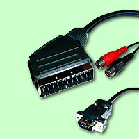 VGA-Stecker 15pol.-> Scart Stecker 2m mit 3,5mm Audio Klinke